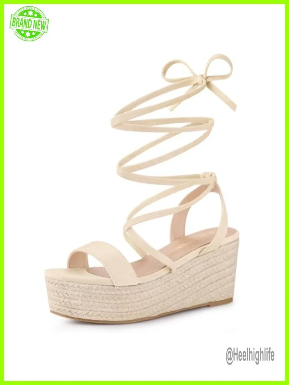 Lace Up Wedge Heel Slingback Platform Strappy Sandals Faux Suede